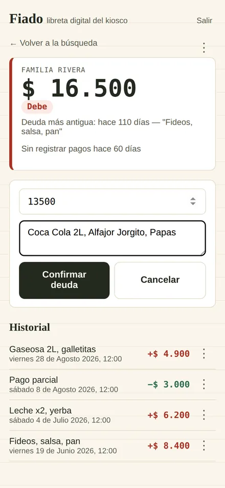 Formulario para anotar una deuda