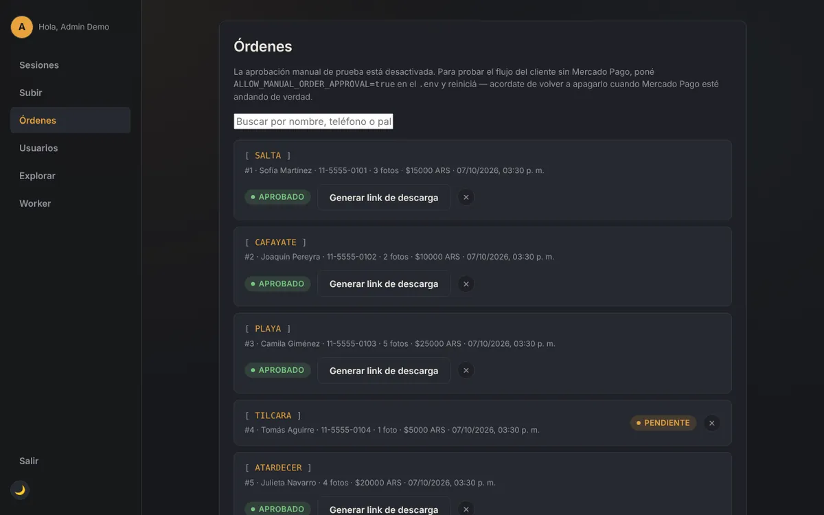 Panel de órdenes del sysadmin